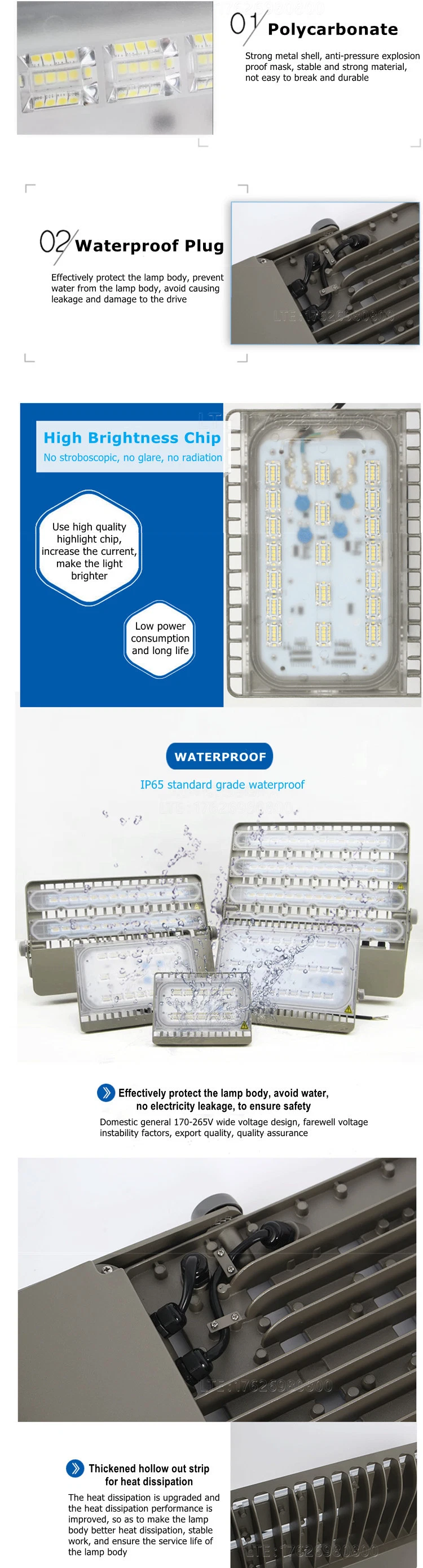 Good Quality Professional Light Distribution AC170-265V IP65 Waterproof 50W LED Flood Luminaire