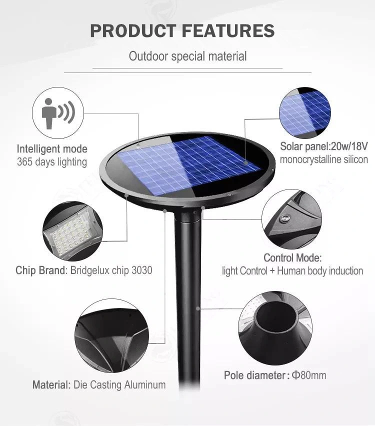 Energy and Cost Saving LED Solar Park Lanterns LED Solar Garden and Park Luminaire